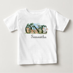 1st First One Birthday Jungle Safari Animals  Baby T-Shirt