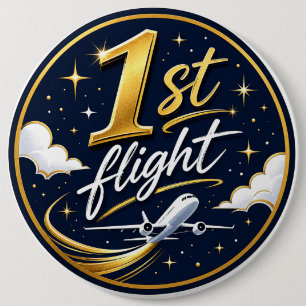 1st flight aeroplane 6 cm round badge