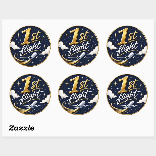 1st flight aeroplane  classic round sticker (Sheet)