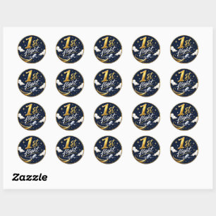 1st flight aeroplane classic round sticker