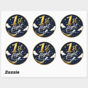 1st flight airplane classic round sticker