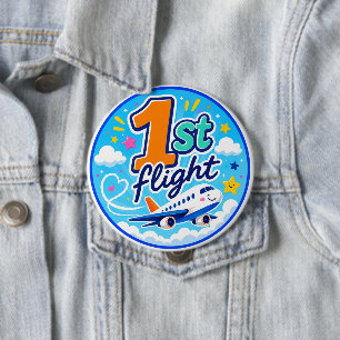 1st flight colourful aeroplane souvenir 10 cm round badge