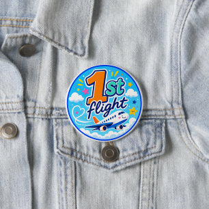 1st flight colourful aeroplane souvenir 7.5 cm round badge