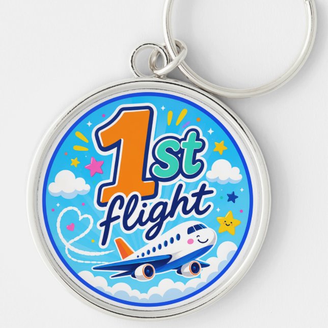1st flight colourful aeroplane souvenir key ring (Front)