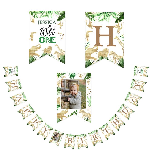 1st Girl Boy Safari One Wild Birthday Photo Bunting (Creator Uploaded)