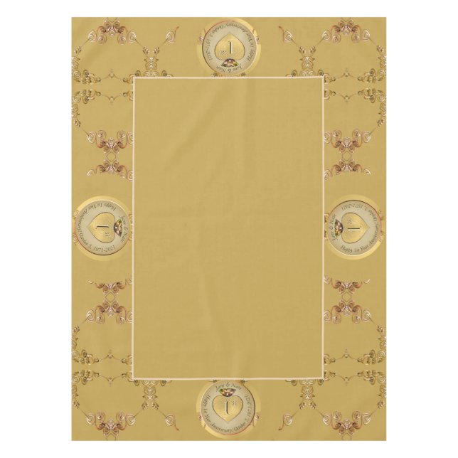 1st Golden Ochre Wedding Anniversary Tablecloth (Front)