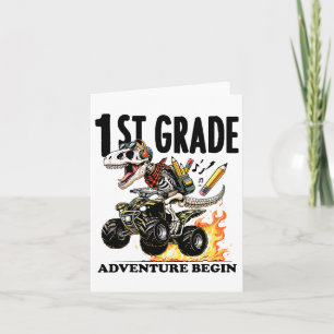 1st Grade Adventure Begin Back To School Boys T-re Card