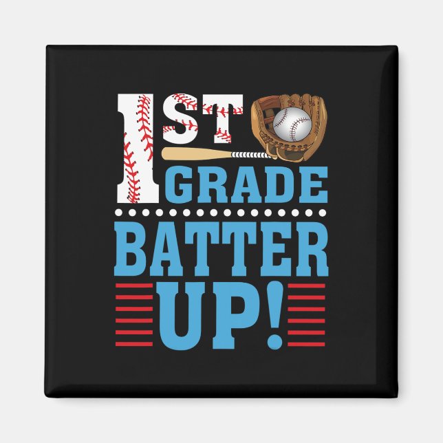1st Grade Back To School 1st Grade Batter Up Baseb Magnet (Front)