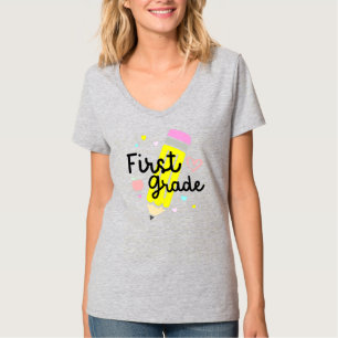 1st Grade Back to School First Day Pencil Teacher T-Shirt