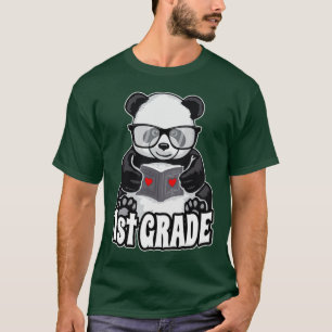 1st Grade Back To School Panda Book Reader Teacher T-Shirt