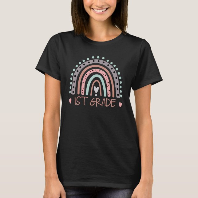 1st Grade Boho Rainbow First Grade Student Back To T-Shirt (Front)