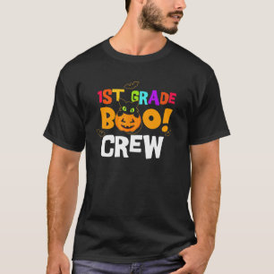1st Grade Boo Crew Pumpkin Black Cat Halloween Tea T-Shirt