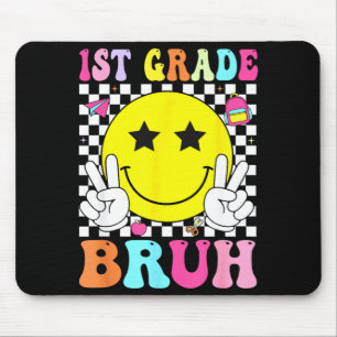 1st grade bruh retro smile face back to school mouse pad