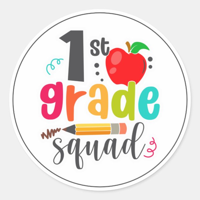1st grade class school colourful stickers  (Front)