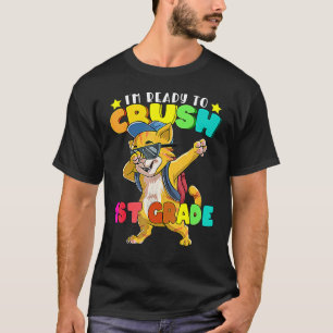 1st Grade Dabbing Cat Back To School  Boys Girls T-Shirt
