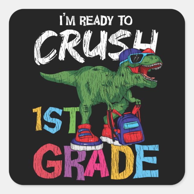 1st Grade Dinosaur Back to School Student Gift  Square Sticker (Front)