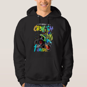 1st Grade Dinosaur Monster Truck Back To School Bo Hoodie