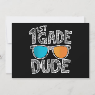 1st Grade Dude Back To School First Grade Student Invitation