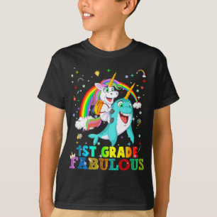 1st grade fabulous unicorn riding narwhal T-Shirt