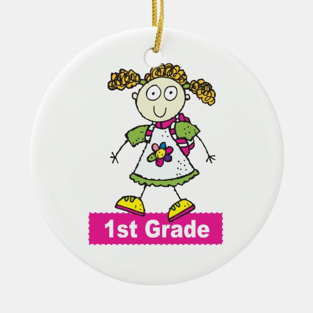 1st Grade Girls Ceramic Tree Decoration (Front)