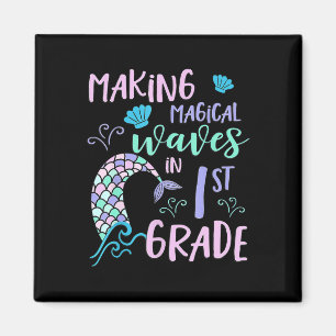 1st Grade Girls Cute Mermaid Frist Day Kids Back T Magnet