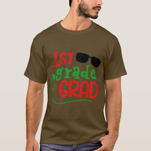1st grade grad Basic Dark T-Shirt (Front)