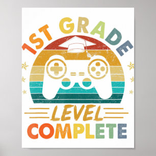 1st Grade Graduation Level Completed Gamer Graduat Poster