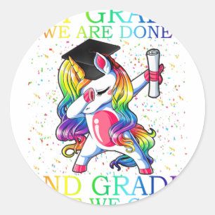 1st Grade Graduation Magical Unicorn  Classic Round Sticker