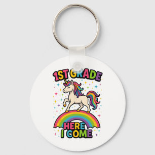 1st Grade Here I Come Unicorn Back To School Funny Key Ring