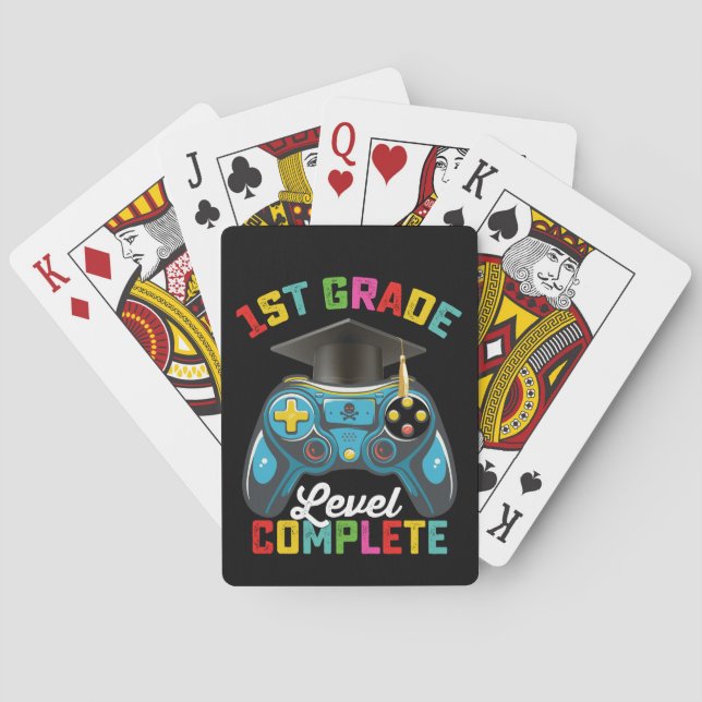 1st Grade Level Complete Graduation Gaming Gamer Playing Cards (Back)
