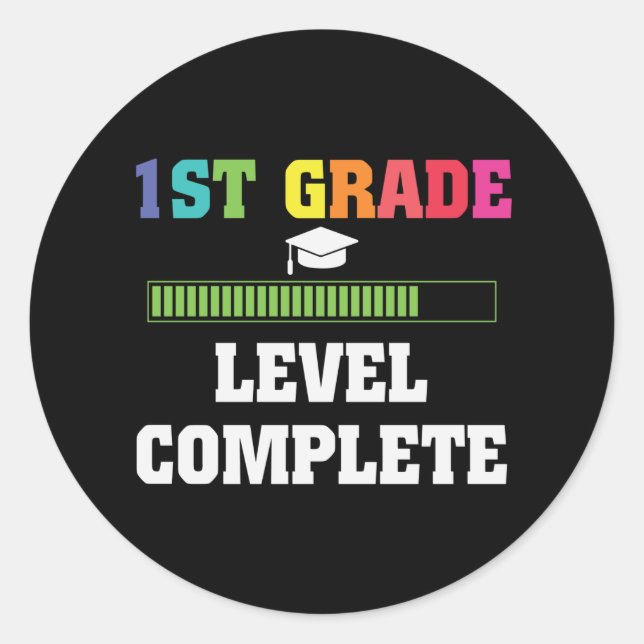 1st Grade Level Complete Kids Graduation Classic Round Sticker (Front)
