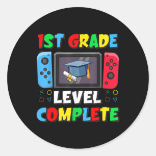 1st Grade Level Complete Last Day Of School Video  Classic Round Sticker
