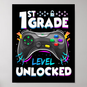 1st Grade Level Unlocked Back To School First Day  Poster