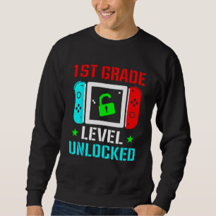 1st Grade Level Unlocked  Back To School Gamer Boy Sweatshirt