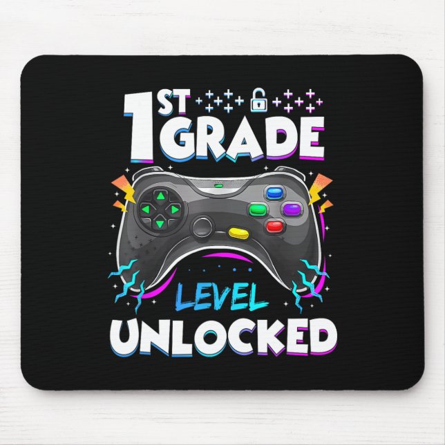 1st Grade Level Unlocked Ck To School First Day Ga Mouse Pad (Front)