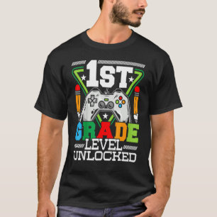 1st Grade Level Unlocked First Day Of School Vide T-Shirt