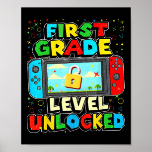 1st Grade Level Unlocked Funny Gamer Boys Ck To Sc Poster