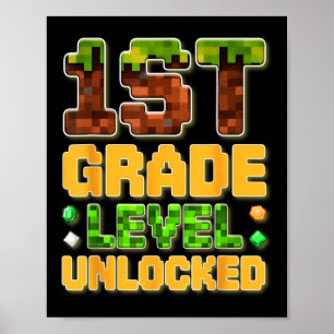 1st Grade Level Unlocked Gamer School Gift For Kid Poster