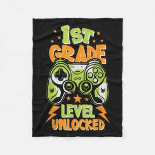 1st Grade Level Unlocked Gamer Vibes Back To Schoo Fleece Blanket