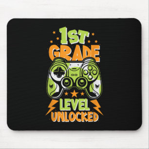 1st Grade Level Unlocked Gamer Vibes Back To Schoo Mouse Pad