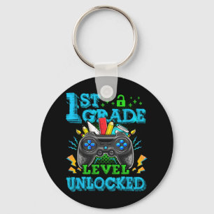 1st Grade Level Unlocked Video Game Back To School Key Ring