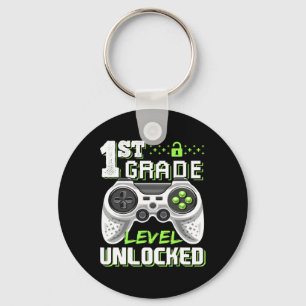 1st Grade Level Unlocked Video Game Back To School Key Ring