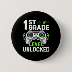 1st Grade Level Unlocked Video Game Ck To School B 6 Cm Round Badge