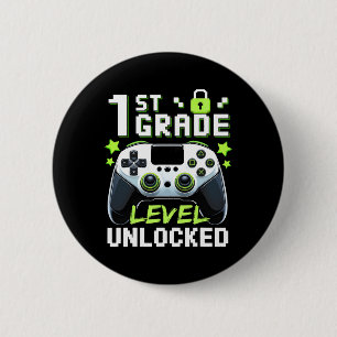 1st Grade Level Unlocked Video Gamer Back To Schoo 6 Cm Round Badge
