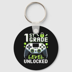 1st Grade Level Unlocked Video Gamer Ck To School  Key Ring