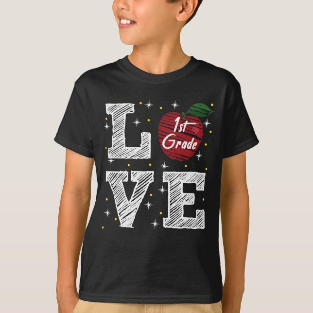 1st grade love apple  T-Shirt (Front)