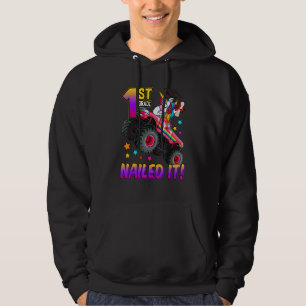 1st Grade Nailed It Unicorn Monster Truck Graduati Hoodie