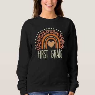 1st Grade Rainbow Leopard First Day Of School Teac Sweatshirt
