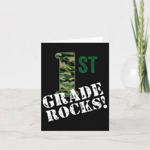 1st Grade Rocks Camo First Grader Back To School C Card