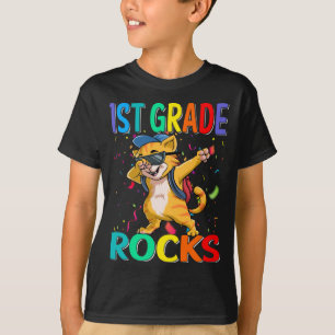 1st Grade Rocks Cat Back To School T-Shirt